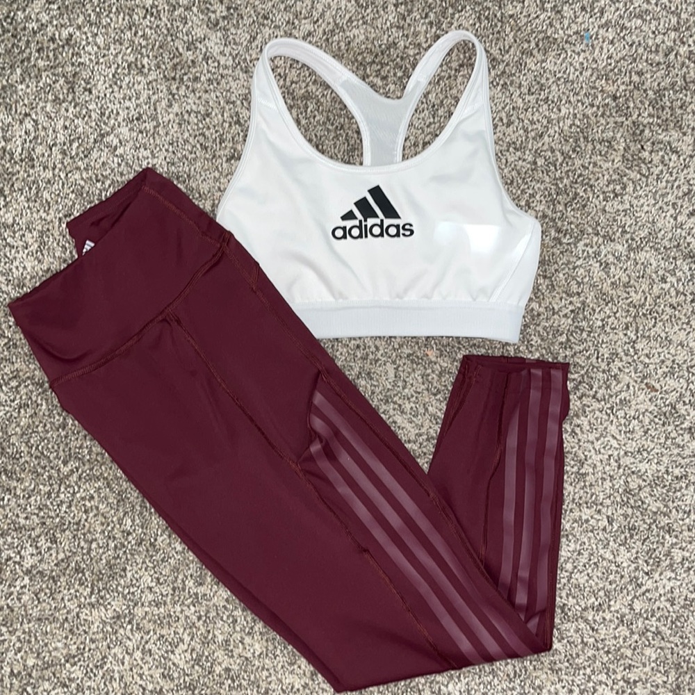 adidas Maroon color high rise yoga pants